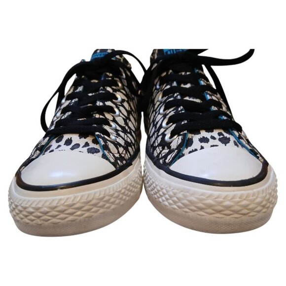 CONVERSE All-Stars Black & White (with turquoise trim) Artistic Sneakers - Picture 9 of 14